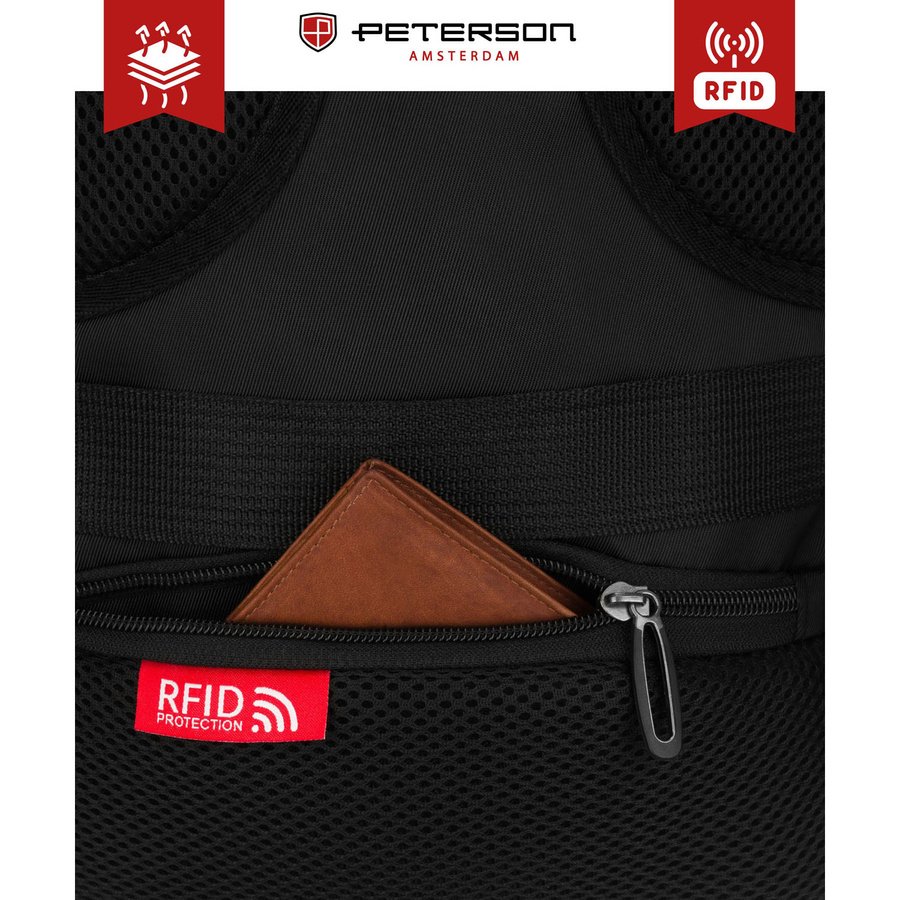 Schwarzer Reise-Rucksack, ideal als Handgepäck – Peterson – Bild 27