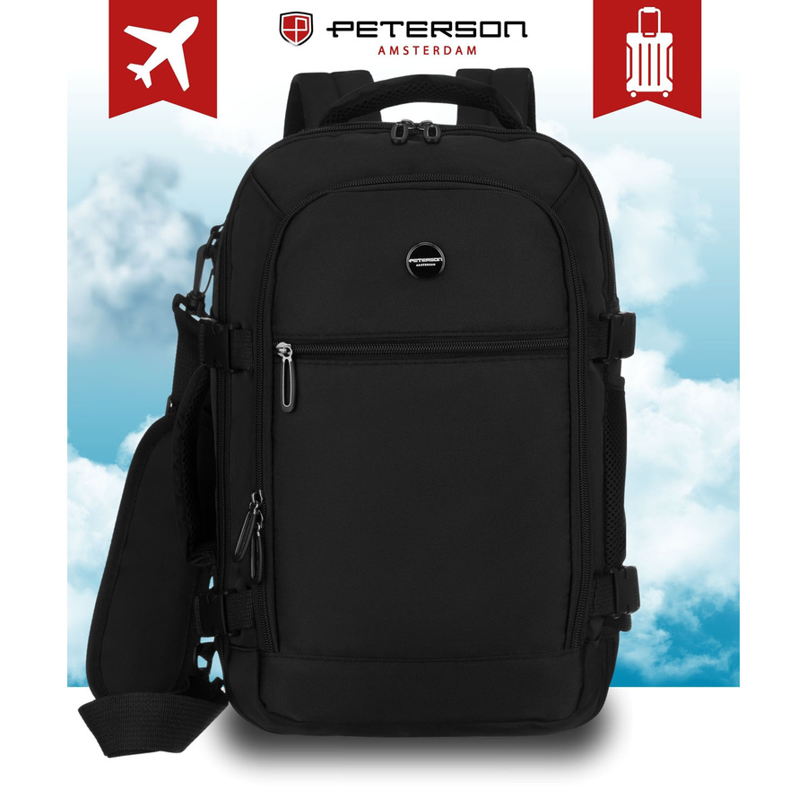 Schwarzer Reise-Rucksack, ideal als Handgepäck – Peterson – Bild 4