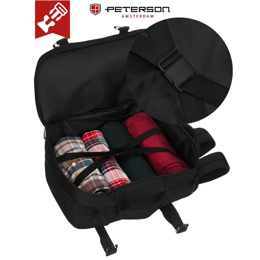 Schwarzer Reise-Rucksack, ideal als Handgepäck – Peterson – Bild 14