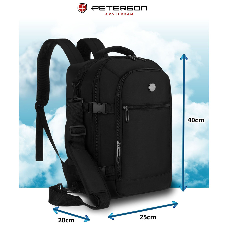 Schwarzer Reise-Rucksack, ideal als Handgepäck – Peterson – Bild 2