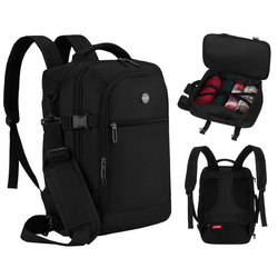 Reise-Rucksack aus Polyester in Schwarz, zweifach unterteilt und ideal als Handgepäck – Peterson