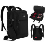 Reise-Rucksack aus Polyester in Schwarz, zweifach unterteilt und ideal als Handgepäck - Peterson