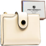Mittlere Damen-Geldbörse aus Öko-Leder in Beige, passend für den Fahrzeugschein - Peterson
