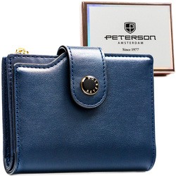 Mittlere Damen-Geldbörse aus Öko-Leder in Blau, fasst Fahrzeugschein – Peterson