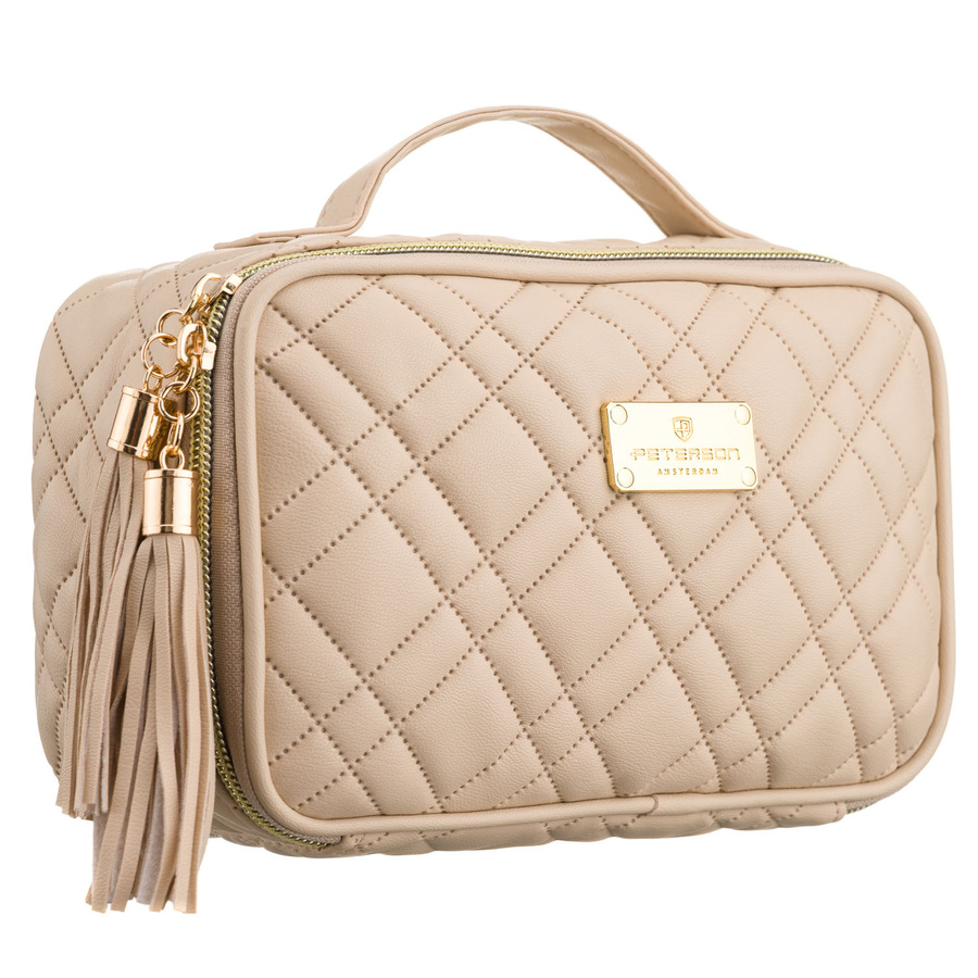 Peterson Ein-Kammer-Kulturtasche aus synthetischem Stoff in Beige