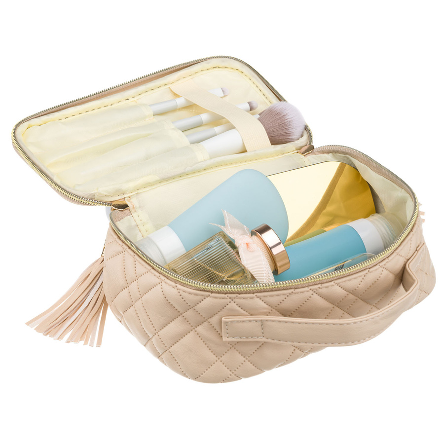 Peterson Ein-Kammer-Kulturtasche aus synthetischem Stoff in Beige – Bild 7