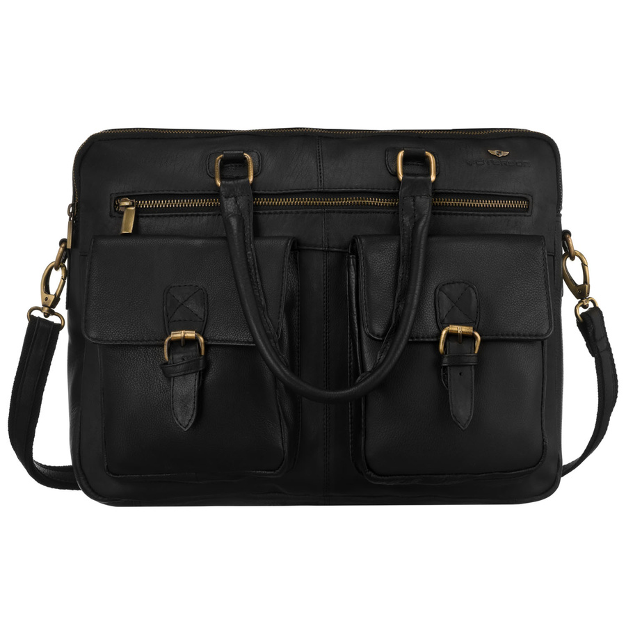 Herren-Laptoptasche aus Naturleder in Schwarz - Peterson – Bild 4