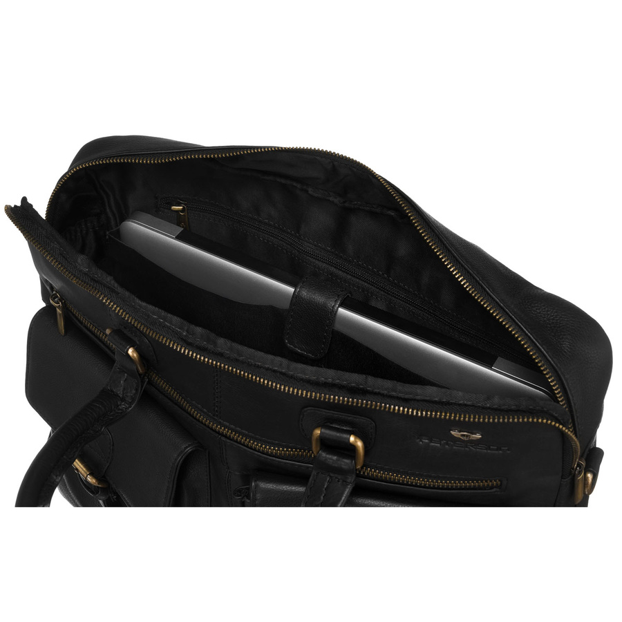Herren-Laptoptasche aus Naturleder in Schwarz - Peterson – Bild 15