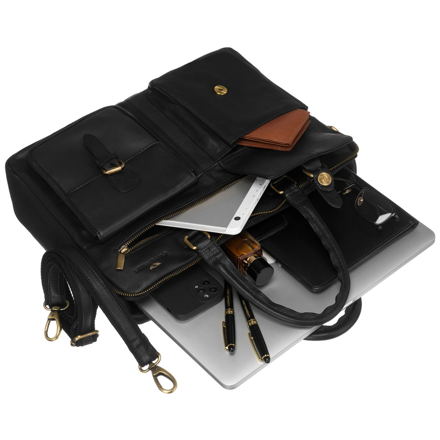 Herren-Laptoptasche aus Naturleder in Schwarz - Peterson – Bild 18