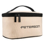 Beige-schwarze Kosmetiktasche aus synthetischem Gewebe, einteilig - Peterson
