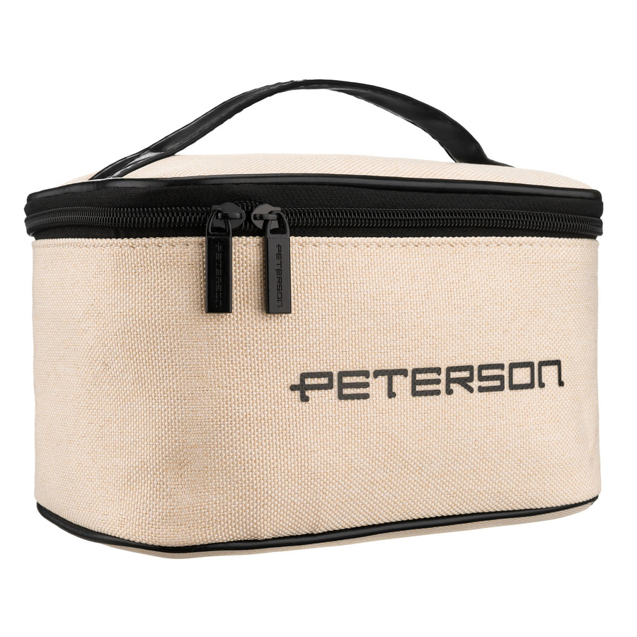 Beige-schwarze Kosmetiktasche aus synthetischem Gewebe, einteilig - Peterson