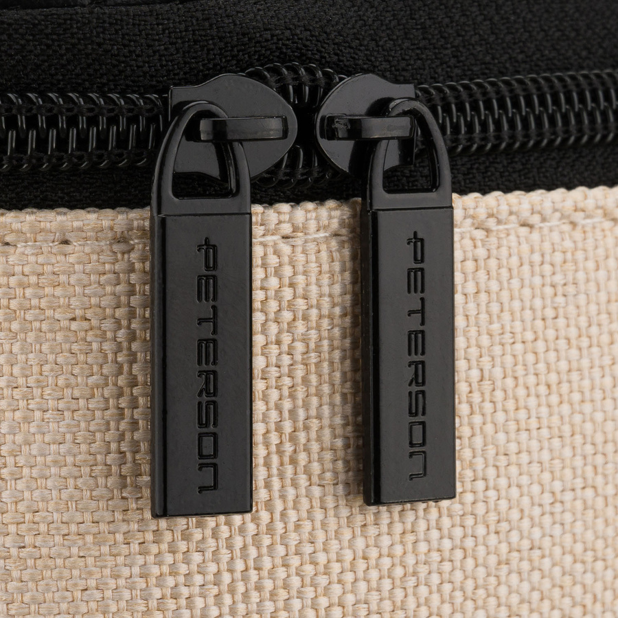 Beige-schwarze Kosmetiktasche aus synthetischem Gewebe, einteilig - Peterson – Bild 7