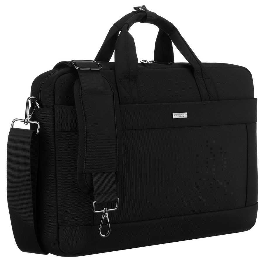 Herren-Laptoptasche aus strapazierfähigem Cordura in Schwarz, mit Reißverschluss – Peterson