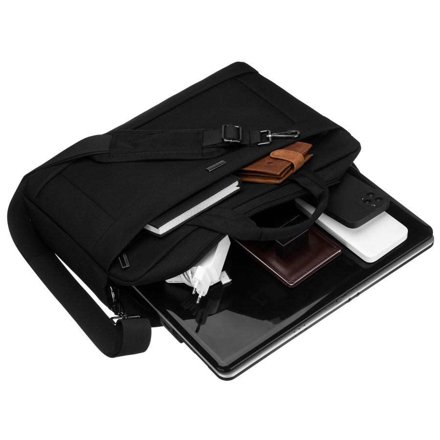 Herren-Laptoptasche aus strapazierfähigem Cordura in Schwarz, mit Reißverschluss – Peterson – Bild 12