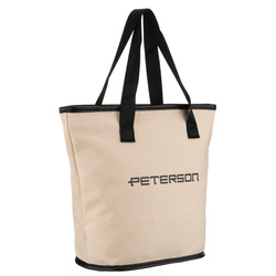 Beige-schwarze Kosmetiktasche aus synthetischem Gewebe, ausgestattet mit Griffen, mit Reißverschluss zu schließen – Peterson