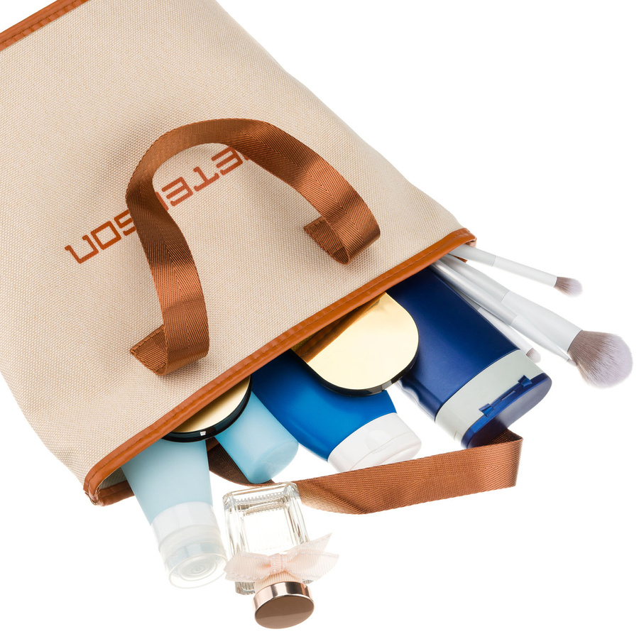 Beige-braune Kosmetiktasche aus Synthetikgewebe mit Reißverschluss – Peterson – Bild 8