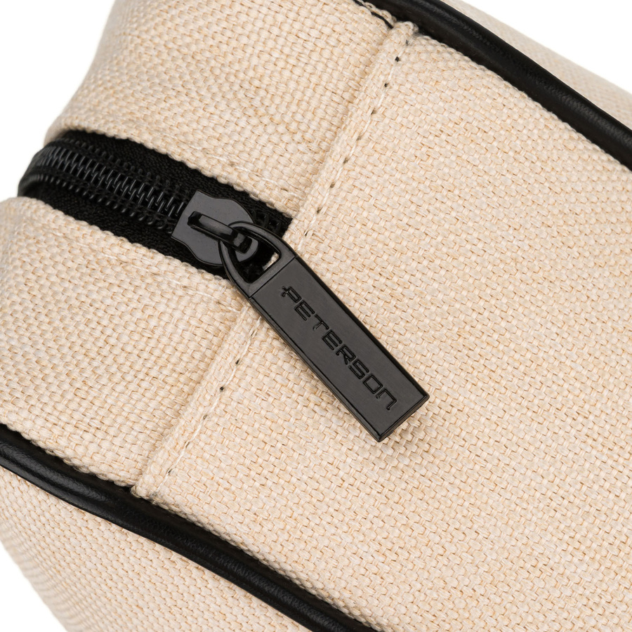 Beige-schwarze Kosmetiktasche aus synthetischem Stoff mit transparentem Panel – Peterson – Bild 5