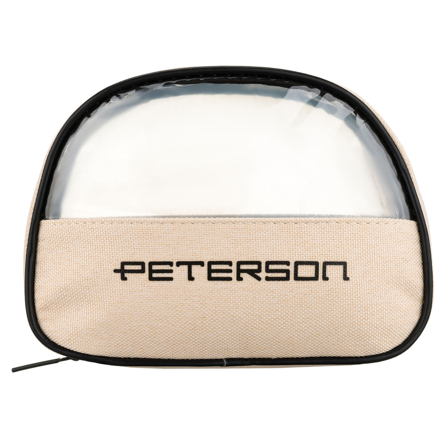 Beige-schwarze Kosmetiktasche aus synthetischem Stoff mit transparentem Panel – Peterson – Bild 2