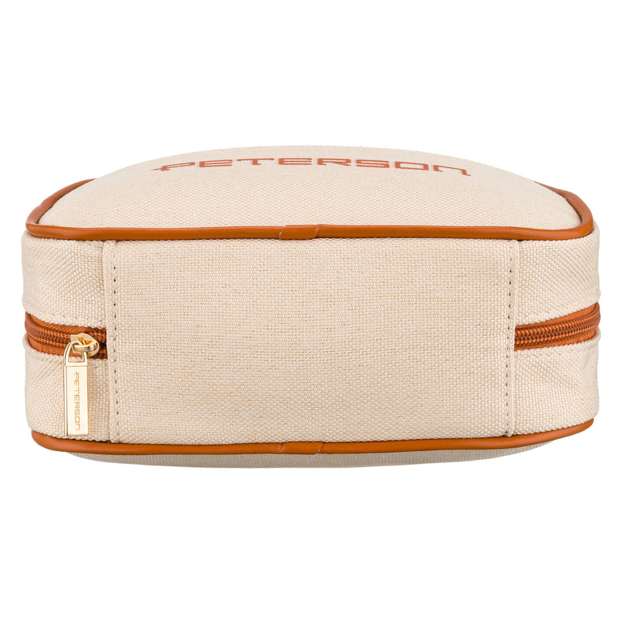 Beige-braune Kosmetiktasche aus Synthetikstoff mit transparentem Einsatz, mit Reißverschluss – Peterson – Bild 6
