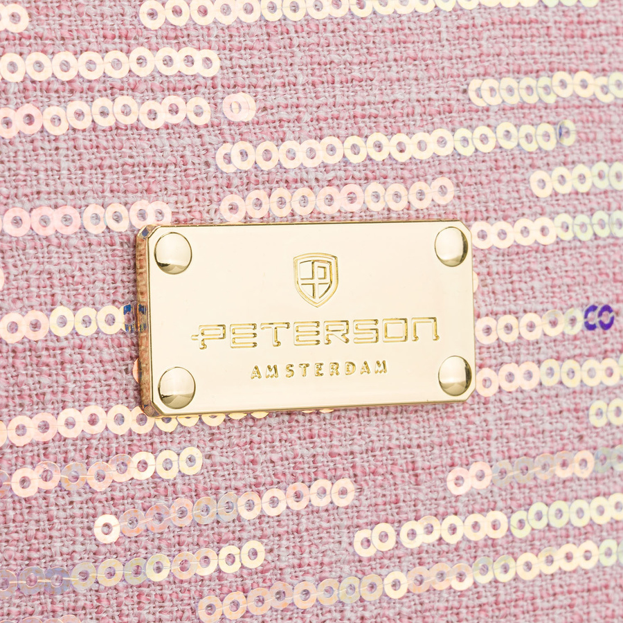 Reise-Kosmetiktasche aus synthetischem Stoff in Rosa, verziert mit Pailletten - Peterson – Bild 4