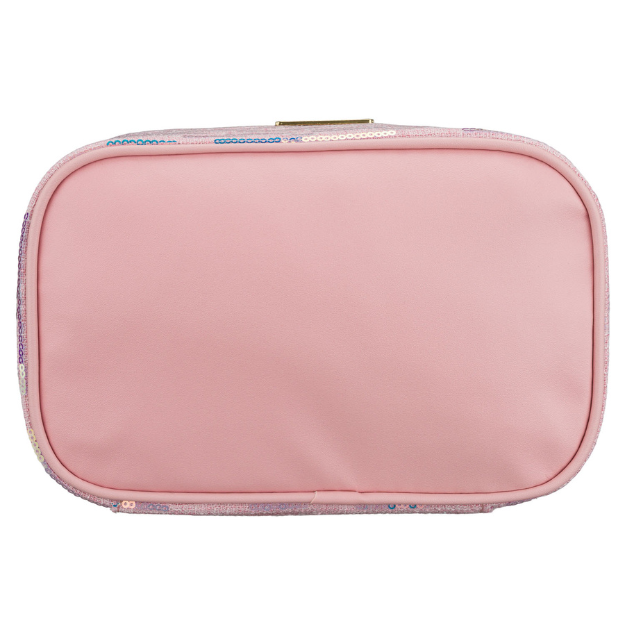 Reise-Kosmetiktasche aus synthetischem Stoff in Rosa, verziert mit Pailletten - Peterson – Bild 8