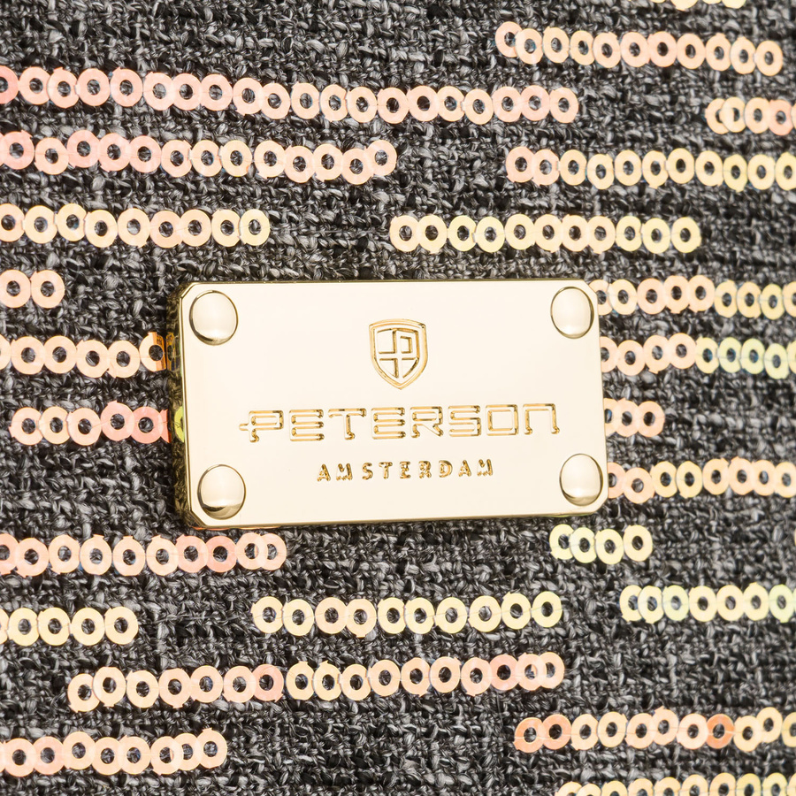 Peterson – Schwarze, reisefertige Kosmetiktasche aus synthetischem Stoff, verziert mit Pailletten – Bild 4