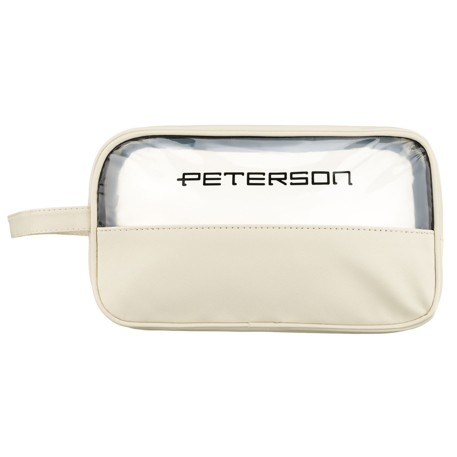 Kosmetiktasche aus synthetischem Stoff in Ecru, ausgestattet mit einem transparenten Panel - Peterson – Bild 2