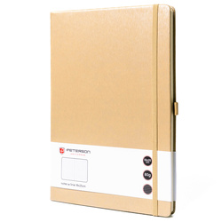 Beiger Notizblock im B5-Format mit Linien bedruckt – Peterson
