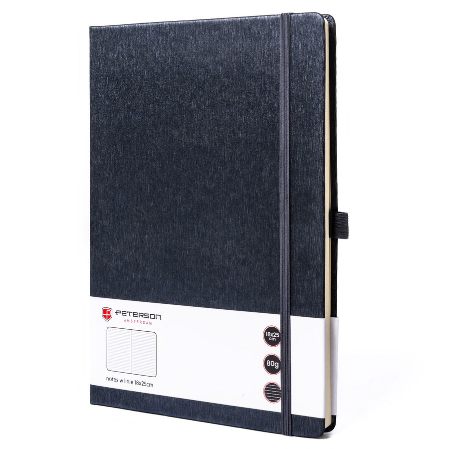 Notizbuch im B5-Format in Grau, liniert bedruckt – Peterson