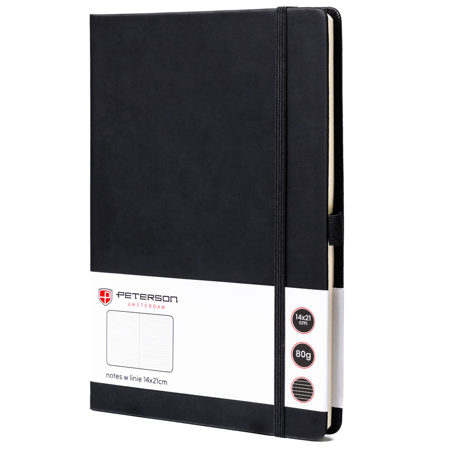 Schwarzes Notizbuch im Hardcover A5 Format liniert - Peterson