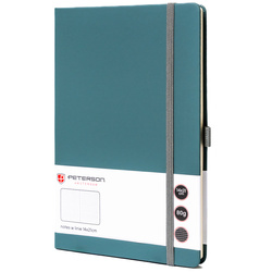 Grünes Notizbuch im Hardcover-Format A5, liniert, mit Stiftschlaufe – Peterson