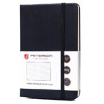 Schwarzes Notizbuch im A6-Format, liniert, mit Gummibandverschluss – Peterson
