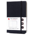 Schwarzes Notizbuch im A6-Format, gepunktet, mit Gummibandverschluss – Peterson