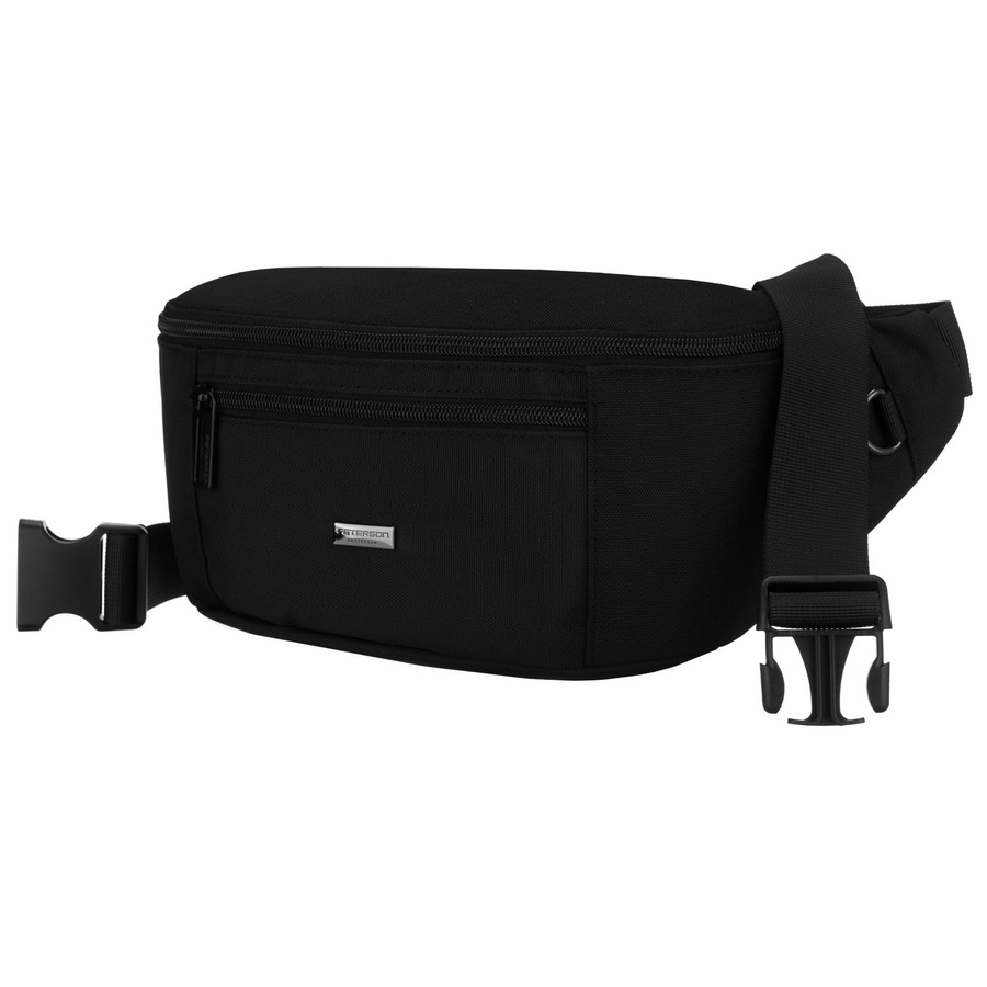 Schwarze Herren-Gürteltasche mit Außentasche mit Reißverschluss – Peterson – Bild 2