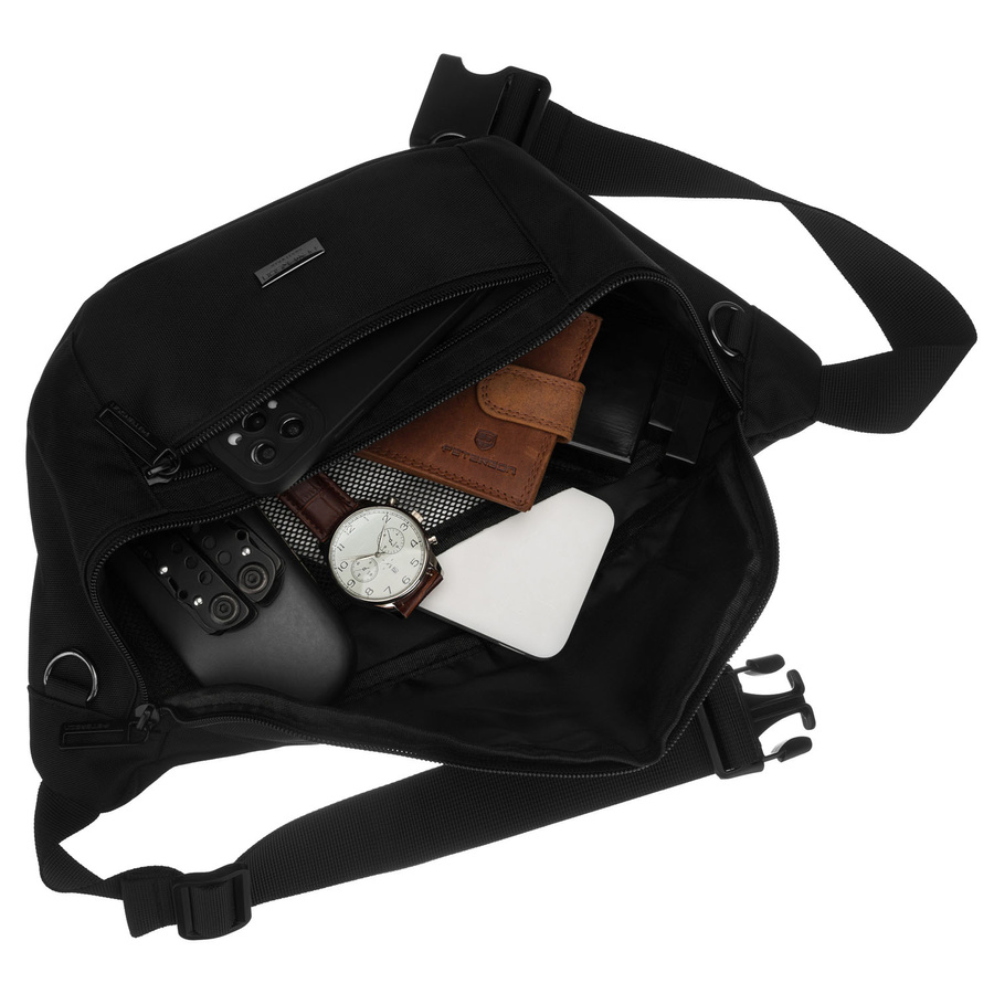 Schwarze Herren-Gürteltasche mit Außentasche mit Reißverschluss – Peterson – Bild 9