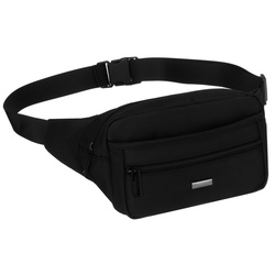 Schwarze Herren-Bauschtasche ein Fach mit drei zusätzlichen Taschen – Peterson