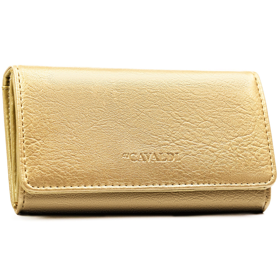 Große Damen-Geldbörse aus Öko-Leder in Goldfarbe, mit Druckknopfverschluss – 4U Cavaldi