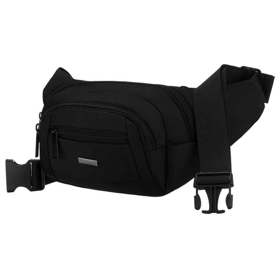 Schwarze Herren-Bauchtasche, ein Hauptfach mit vier zusätzlichen Taschen, aus Cordura - Peterson – Bild 3