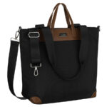 Große, schwarze Damen-Shopper-Tasche mit Griffen und abnehmbarem Gürtel - Peterson
