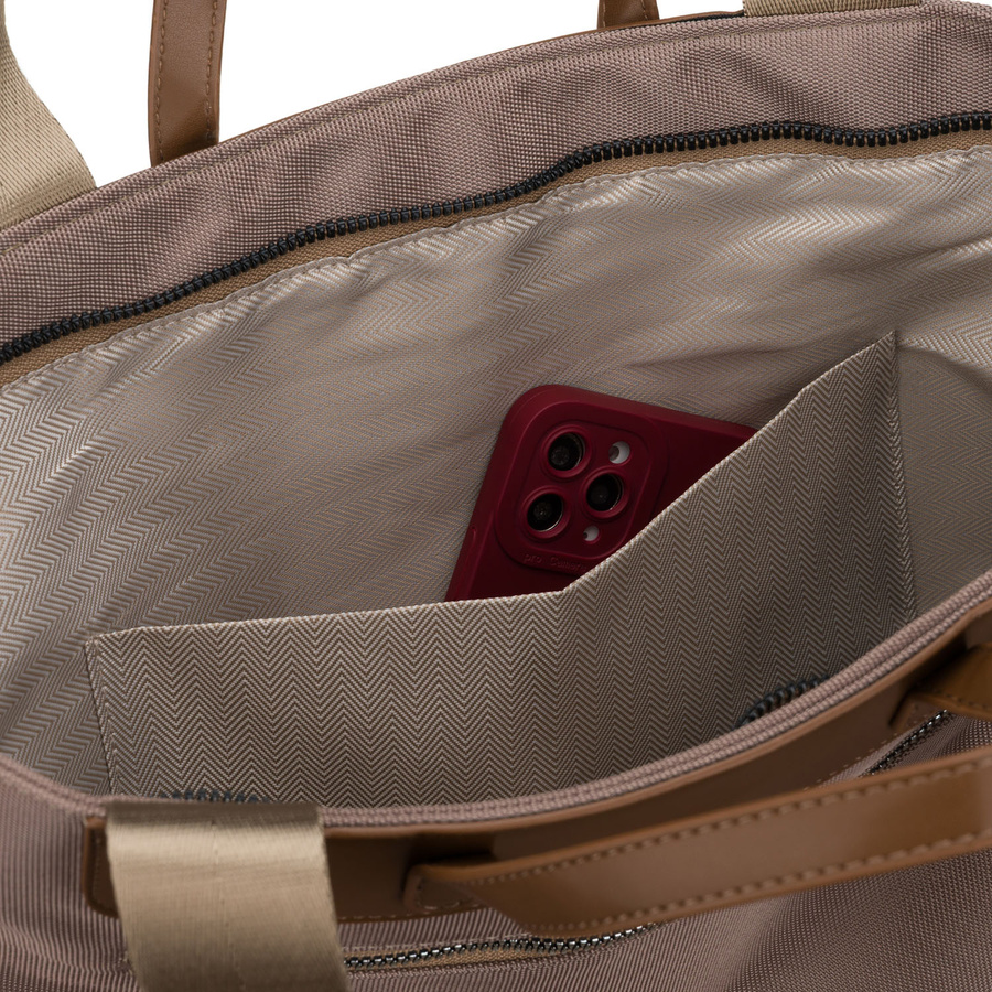 Beige Damen-Shopper mit Henkeln und abnehmbarem Gürtel - Peterson – Bild 6