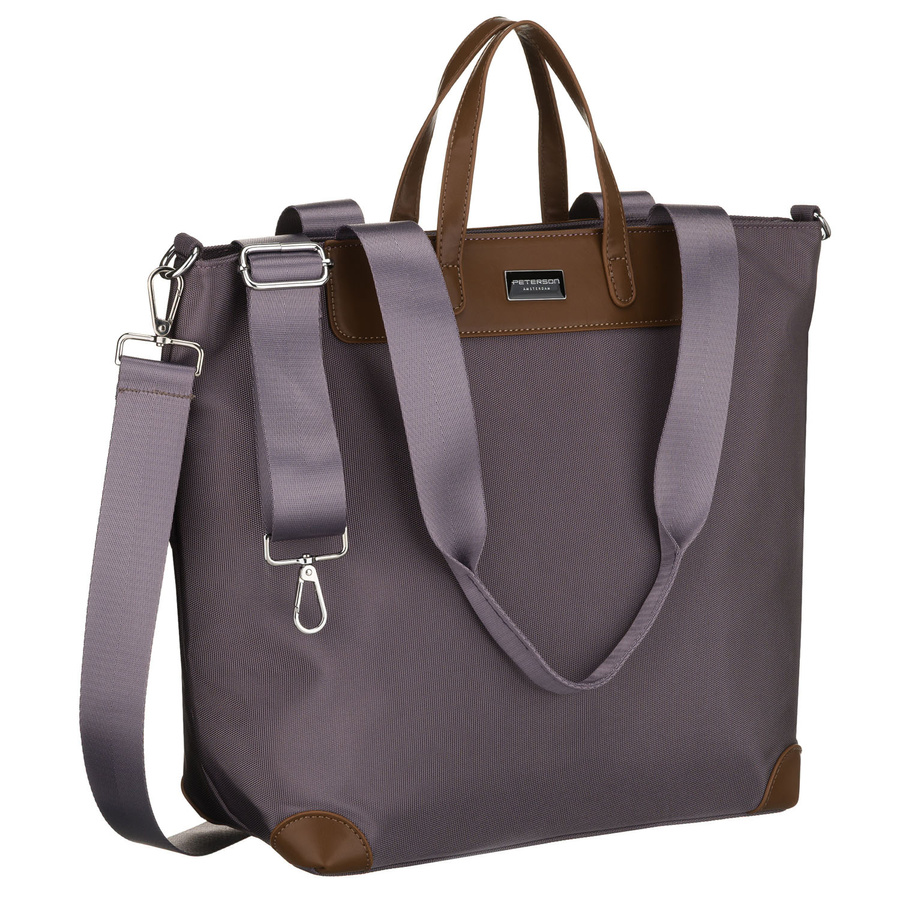 Große Damen-Shopper-Tasche in Grau, ein Hauptfach, mit Henkeln und abnehmbarem Gürtel - Peterson