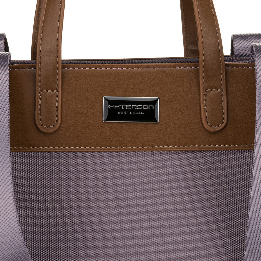 Große Damen-Shopper-Tasche in Grau, ein Hauptfach, mit Henkeln und abnehmbarem Gürtel - Peterson – Bild 4