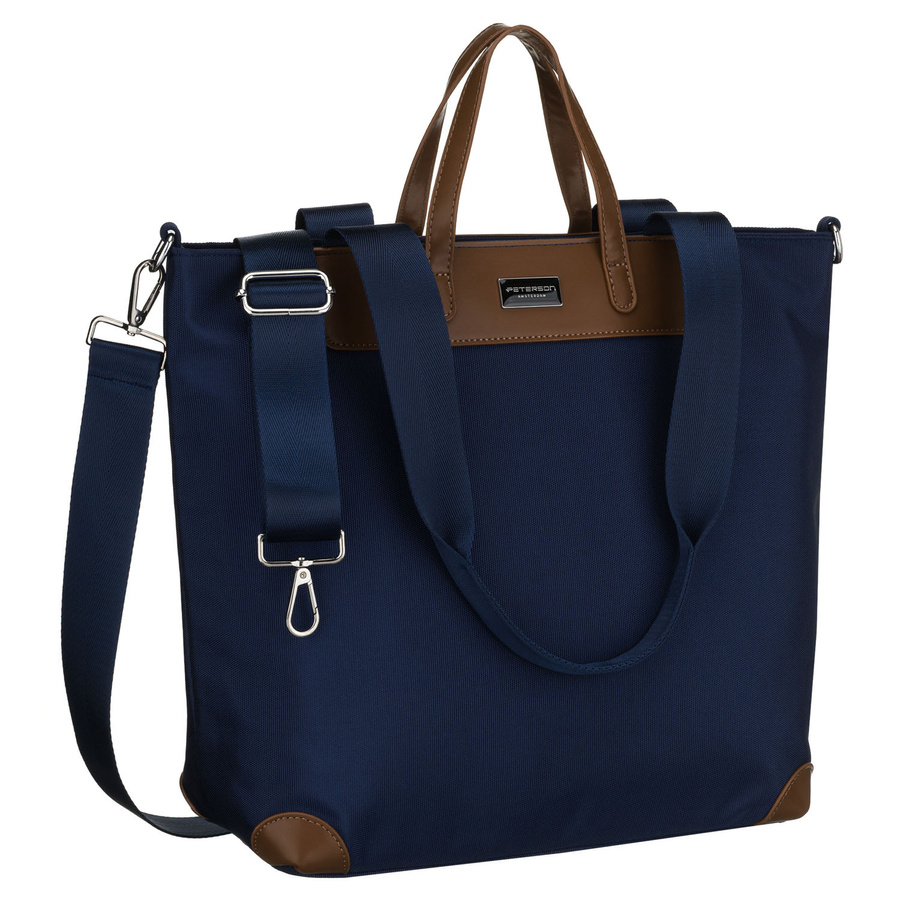 Große, marineblaue Damen-Shopper-Tasche, einteilig, mit Griffen und abnehmbarem Gürtel - Peterson