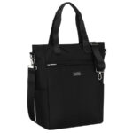 Schwarze, geräumige Damen-Shopper-Tasche mit Henkeln und abnehmbarem Gürtel – Peterson