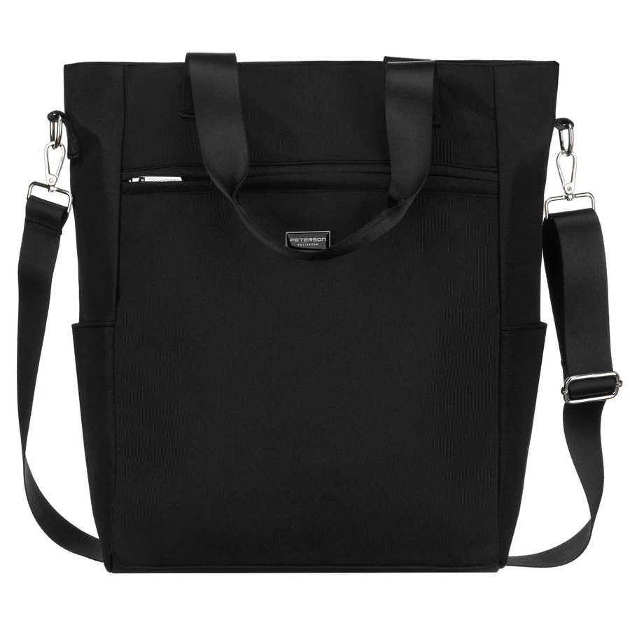 Schwarze, geräumige Damen-Shopper-Tasche mit Henkeln und abnehmbarem Gürtel – Peterson – Bild 2