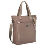 Beige Damen-Shopper mit Henkeln und abnehmbarem Gürtel, mit Reißverschluss – Peterson