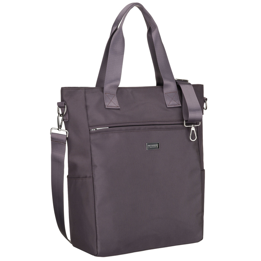 Graue Damen-Shopper-Tasche mit Henkeln und abnehmbarem Gürtel, mit Reißverschluss verschließbar - Peterson