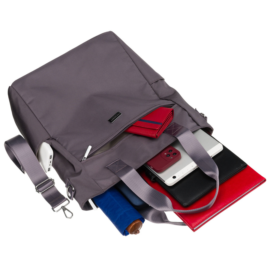 Graue Damen-Shopper-Tasche mit Henkeln und abnehmbarem Gürtel, mit Reißverschluss verschließbar - Peterson – Bild 10
