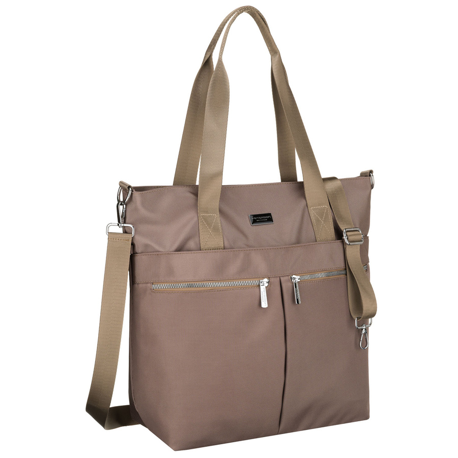 Damen-Shopper, einteilig, beige, mit Reißverschluss – Peterson