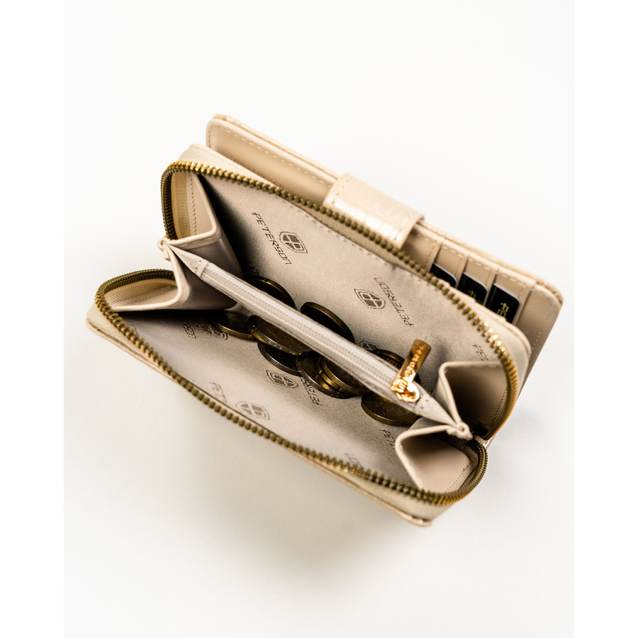 Beige Damen-Geldbörse aus Öko-Leder mit Krokodilhautmuster-Prägung – Peterson – Bild 9